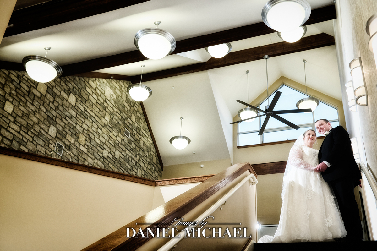 Wedding couple on stairs